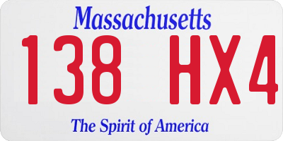 MA license plate 138HX4