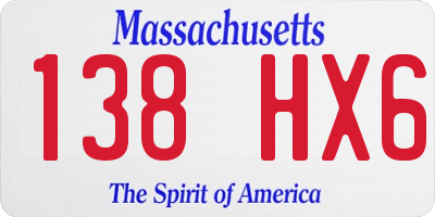 MA license plate 138HX6