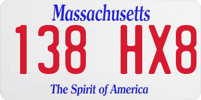 MA license plate 138HX8