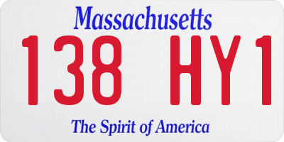 MA license plate 138HY1