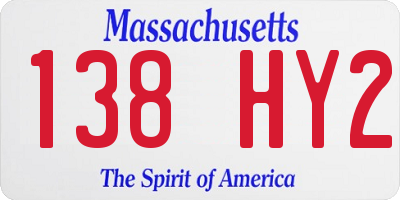 MA license plate 138HY2