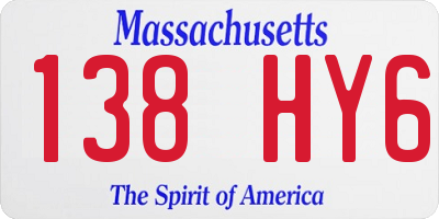 MA license plate 138HY6