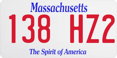 MA license plate 138HZ2