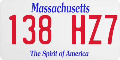 MA license plate 138HZ7