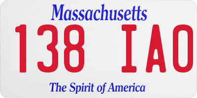 MA license plate 138IA0