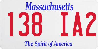 MA license plate 138IA2