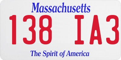 MA license plate 138IA3