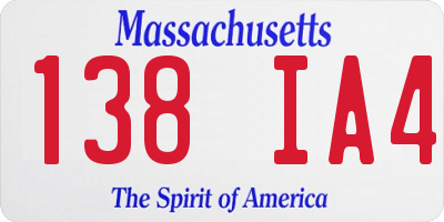 MA license plate 138IA4