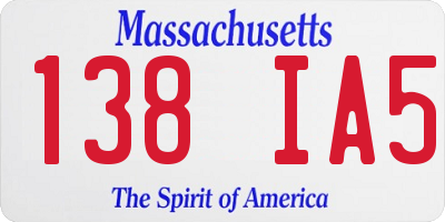 MA license plate 138IA5