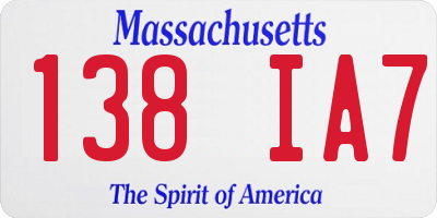 MA license plate 138IA7