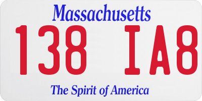 MA license plate 138IA8