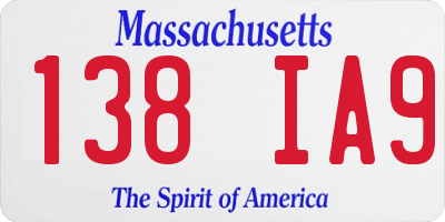 MA license plate 138IA9