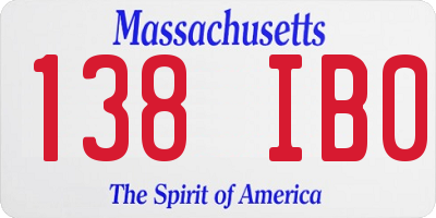 MA license plate 138IB0