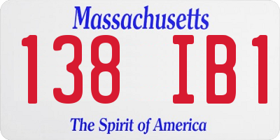 MA license plate 138IB1