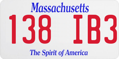 MA license plate 138IB3