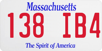 MA license plate 138IB4