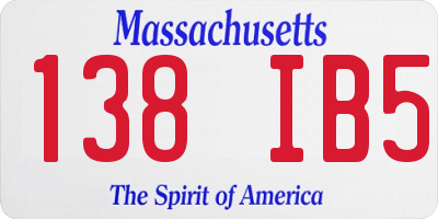 MA license plate 138IB5