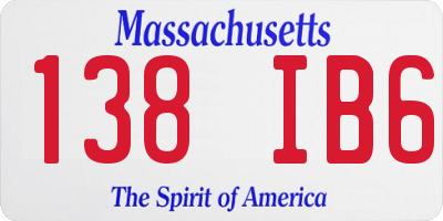 MA license plate 138IB6