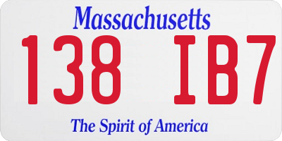 MA license plate 138IB7