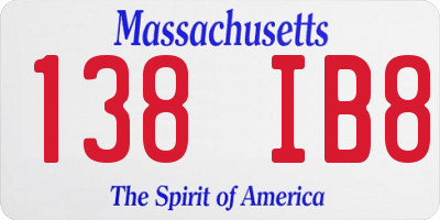MA license plate 138IB8