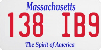 MA license plate 138IB9