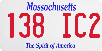 MA license plate 138IC2