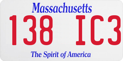 MA license plate 138IC3