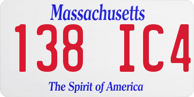 MA license plate 138IC4