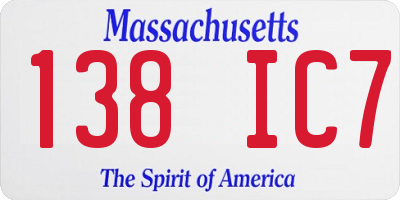 MA license plate 138IC7