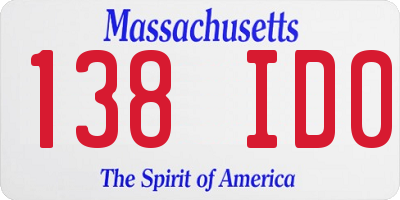 MA license plate 138ID0