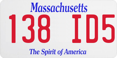 MA license plate 138ID5