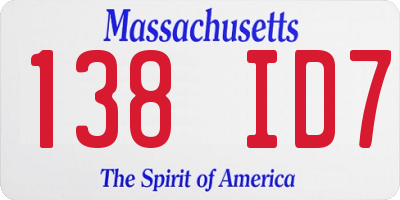 MA license plate 138ID7