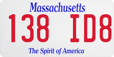 MA license plate 138ID8