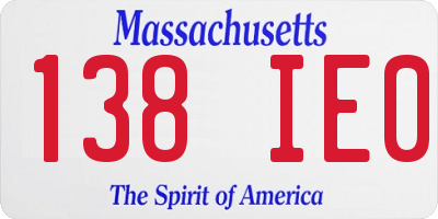 MA license plate 138IE0