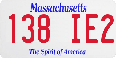 MA license plate 138IE2
