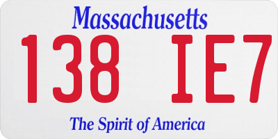 MA license plate 138IE7