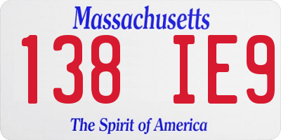 MA license plate 138IE9