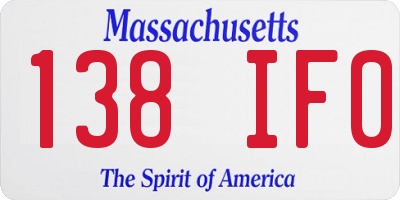MA license plate 138IF0