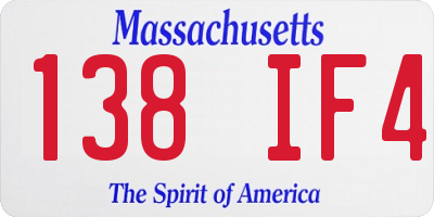 MA license plate 138IF4
