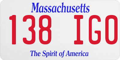 MA license plate 138IG0