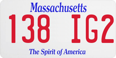 MA license plate 138IG2
