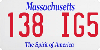 MA license plate 138IG5
