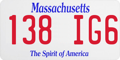 MA license plate 138IG6