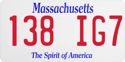 MA license plate 138IG7