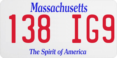 MA license plate 138IG9