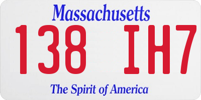 MA license plate 138IH7