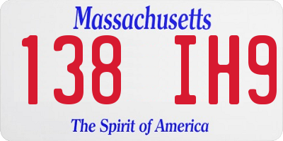 MA license plate 138IH9