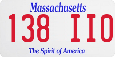 MA license plate 138II0