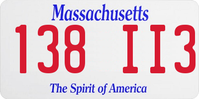MA license plate 138II3