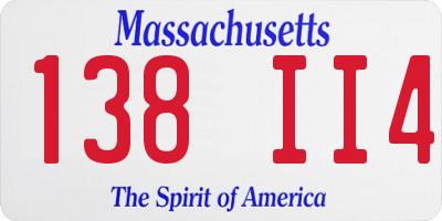 MA license plate 138II4